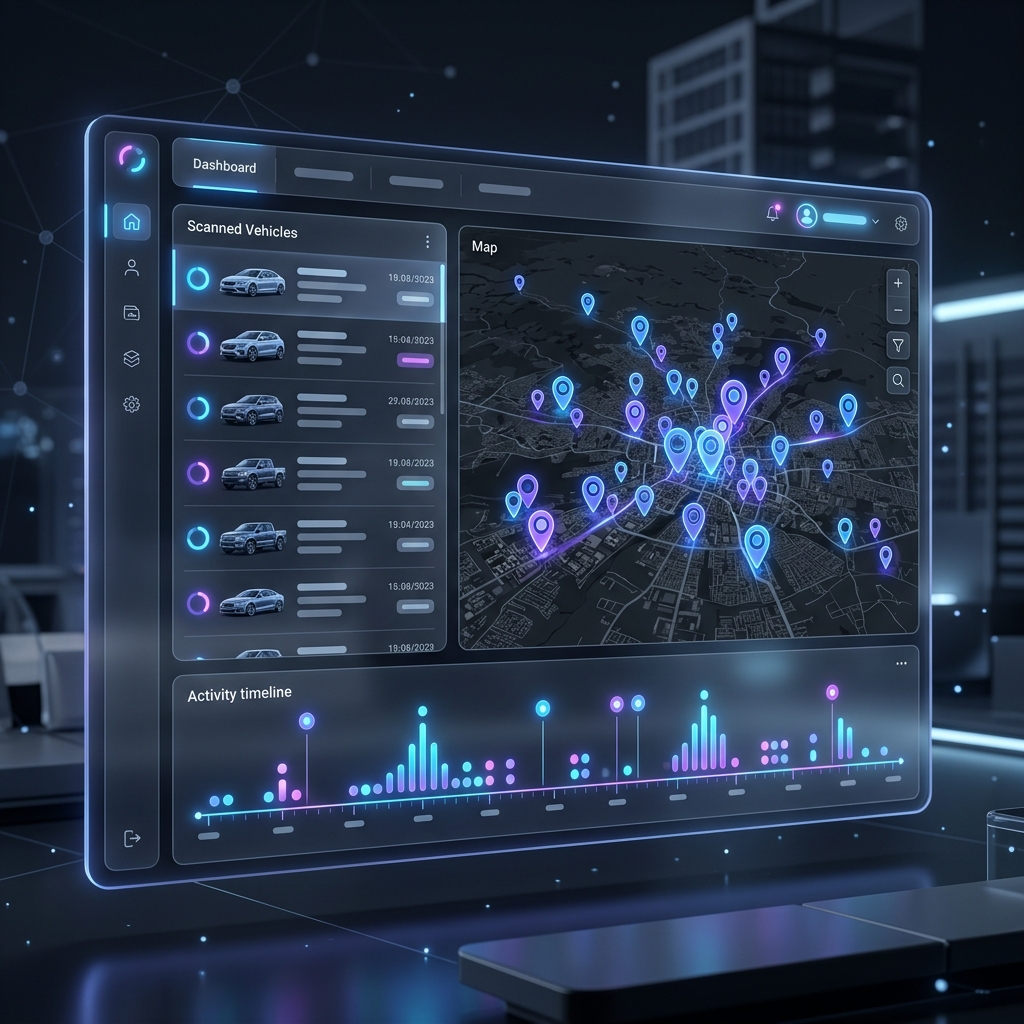ex:stock Dashboard mit Standort-Mapping und Fahrzeugliste