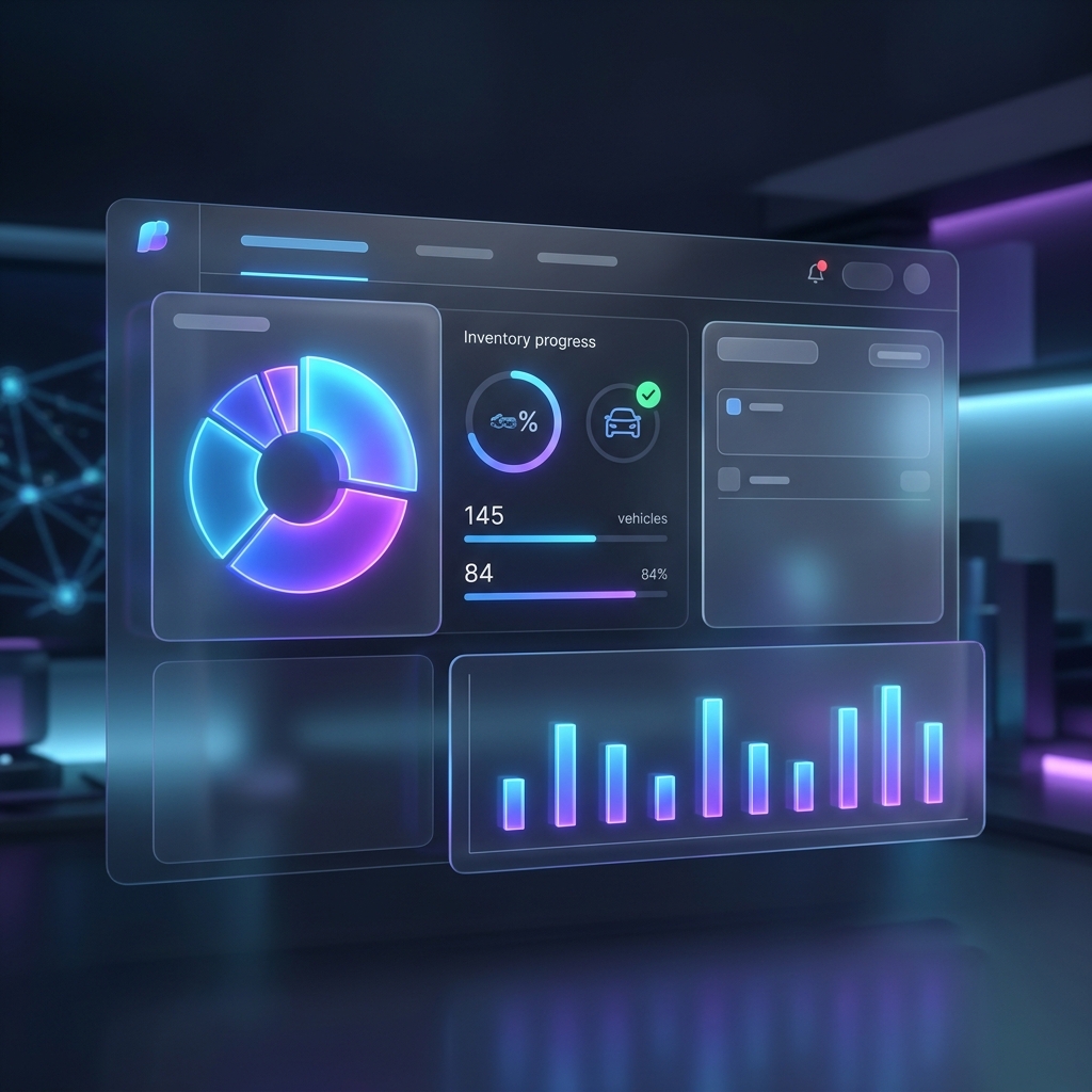 ex:stock Dashboard mit Inventurfortschritt und Pie-Chart